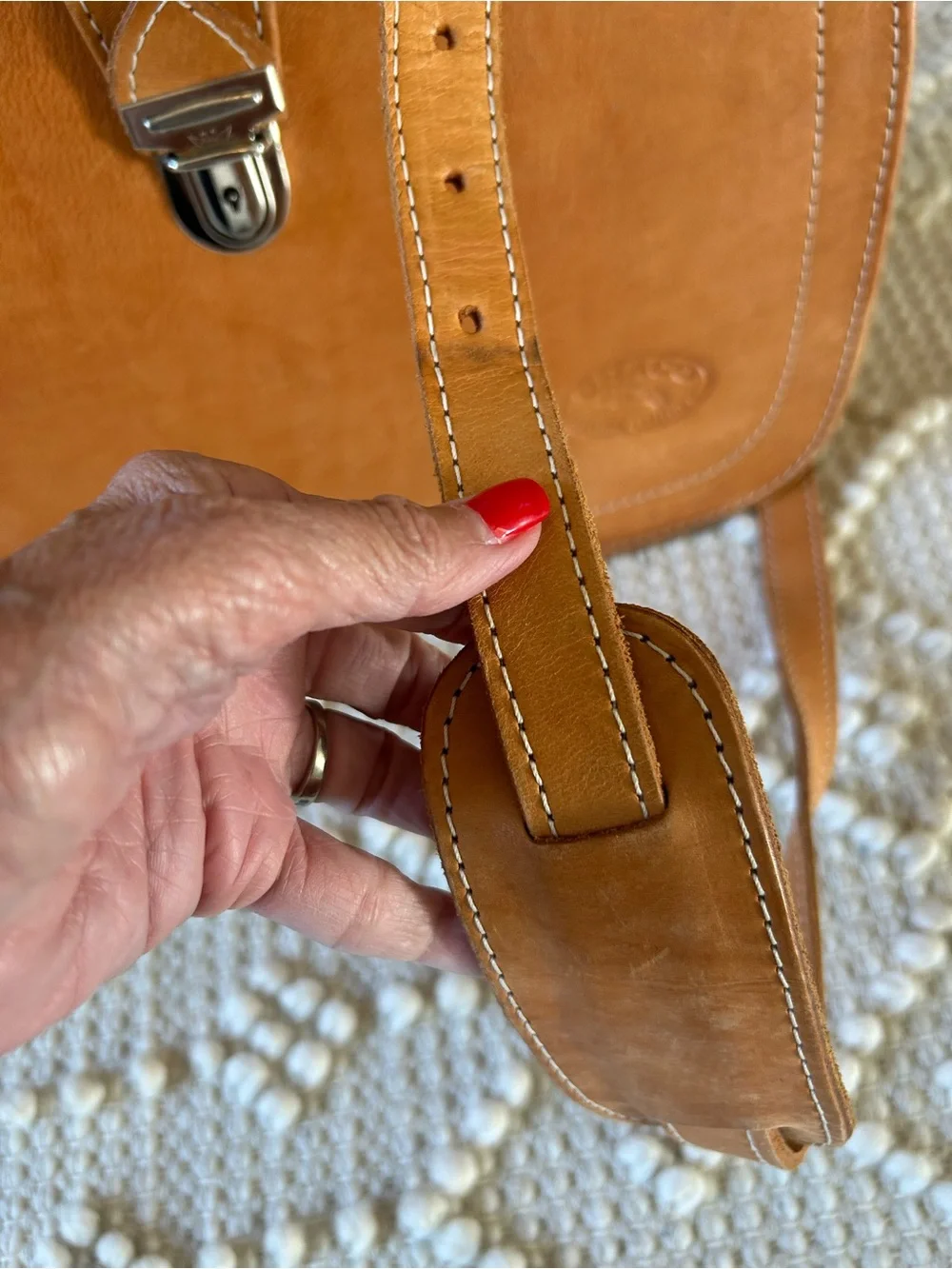 Chaco Tan Leather Messenger Bag with Adjustable Detachable Strap